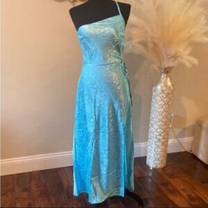 Lulu's Aqua Satin Dress